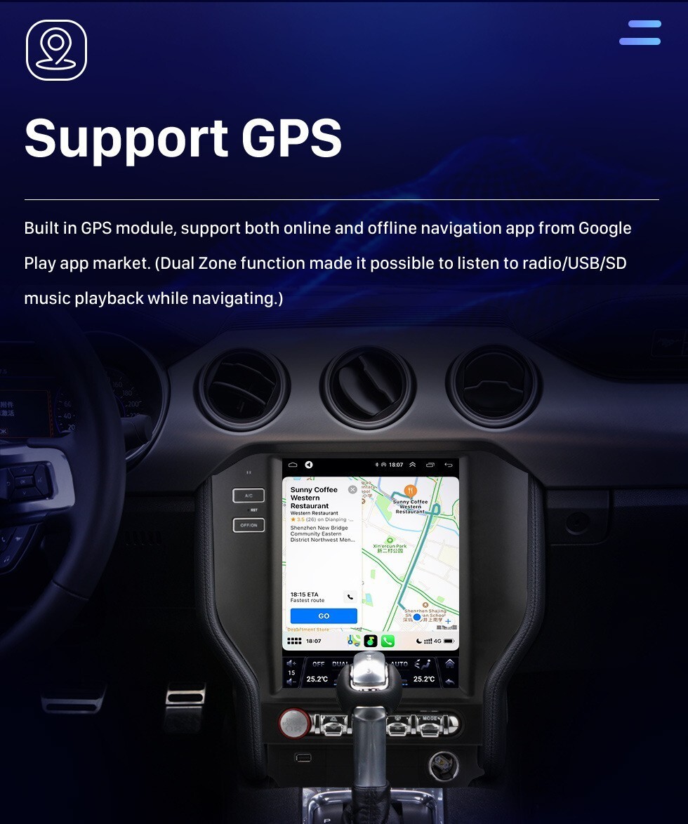 9.7 inch For Ford Mustang Android Car Radio Stereo Touch Screen GPS Navigation