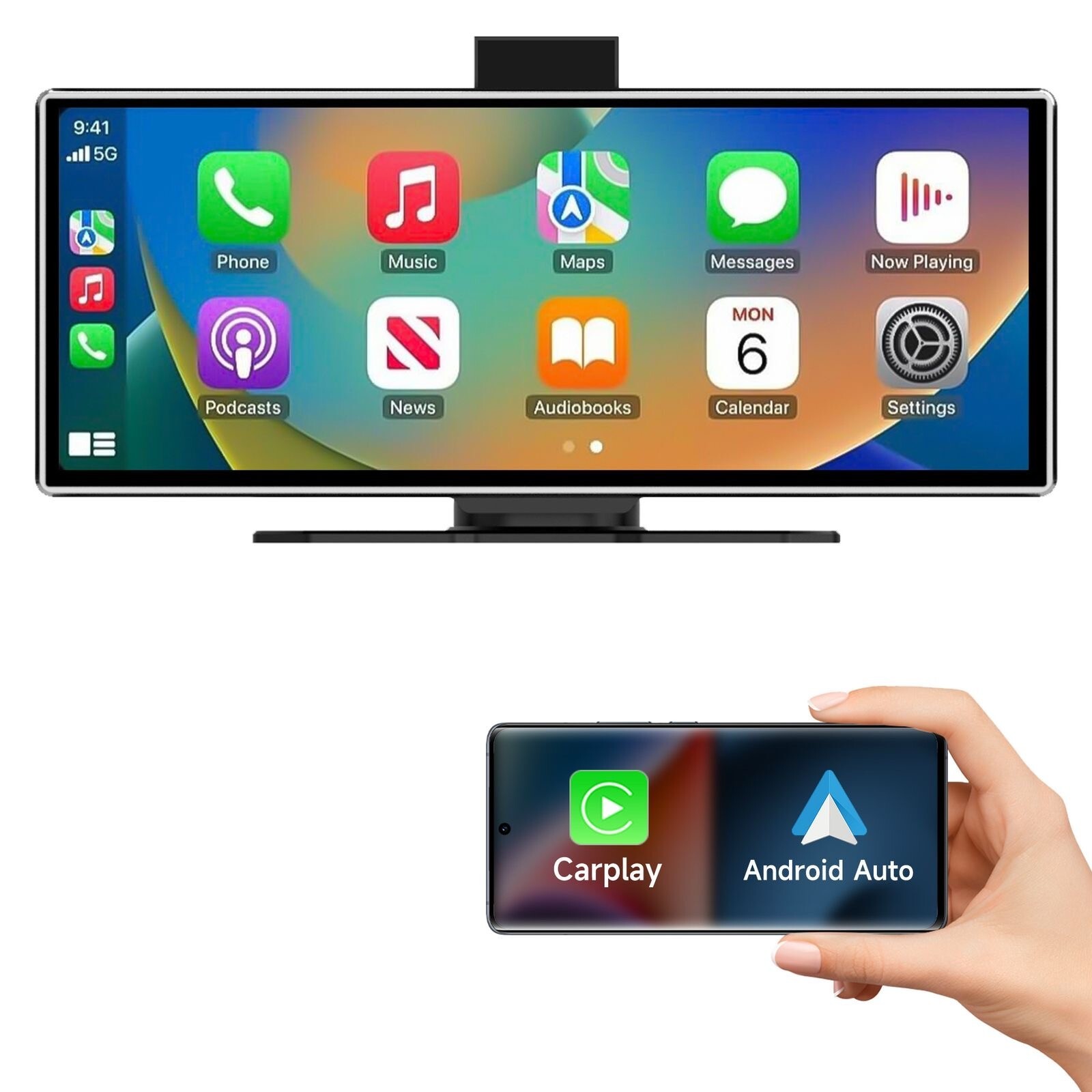 11.26″ Wireless CarPlay & Android Auto Screen with 64GB SD Card and Backup Camer