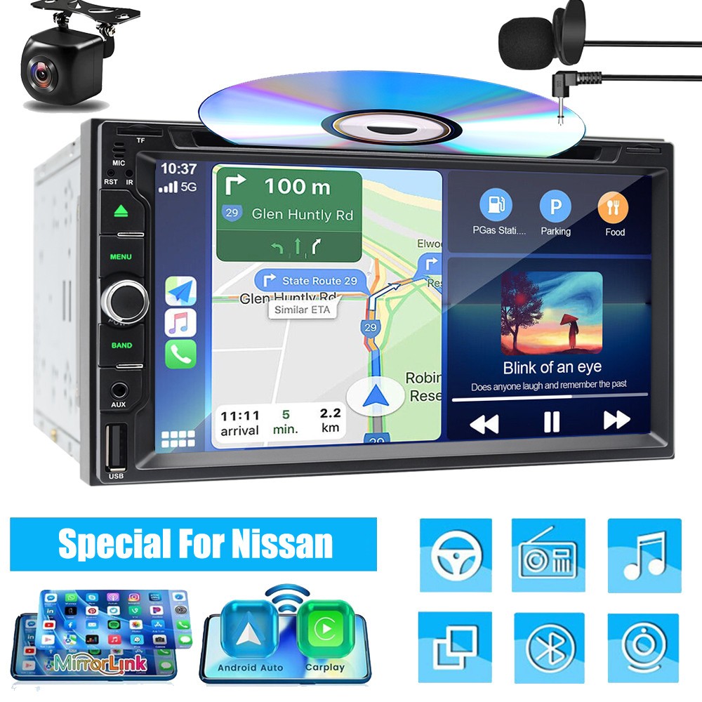7″ 2Din Apple CarPlay BT CD/DVD Car Stereo for Nissan Juke Versa X-Trail Sentra