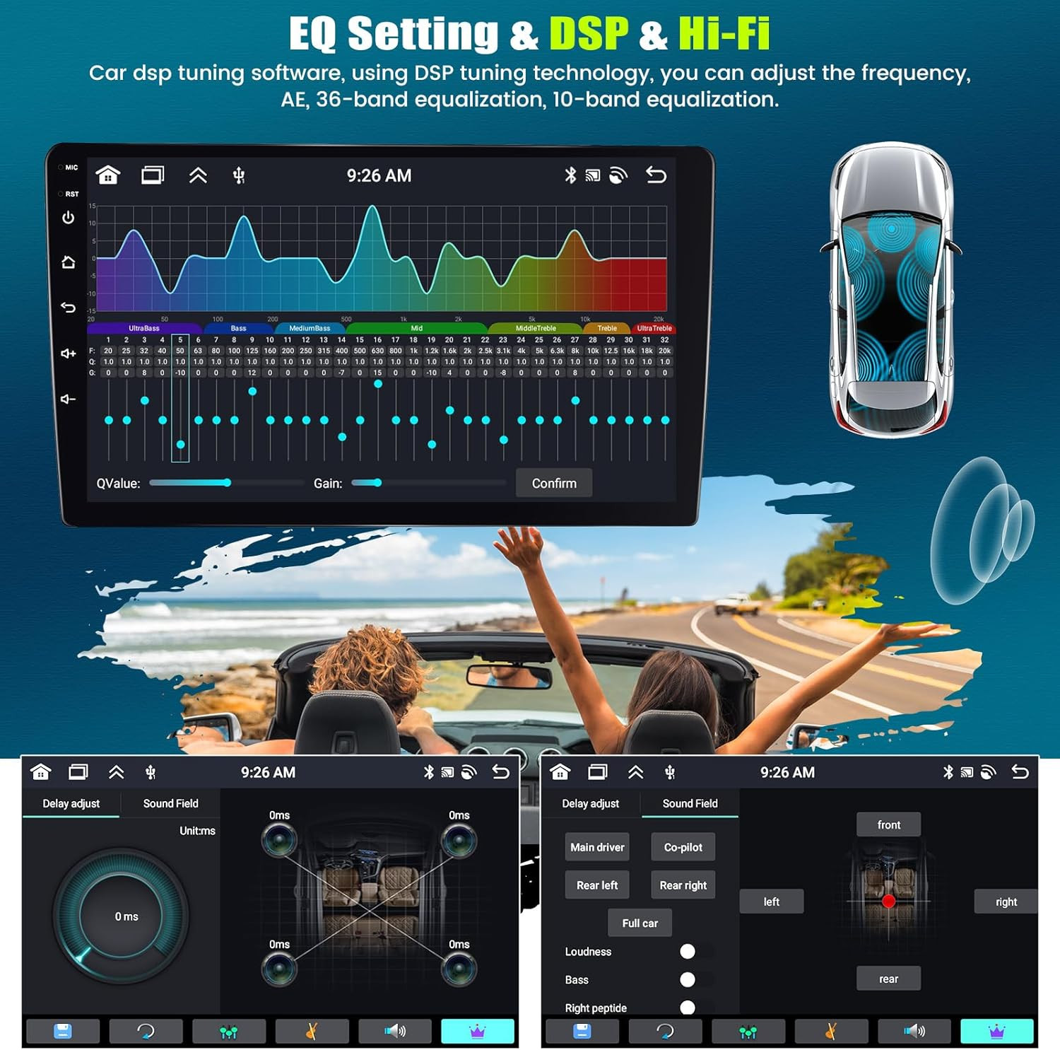 [8-Core 4+64GB] Android 13 Double Din Car Radio Stereo with Wireless Carplay&And