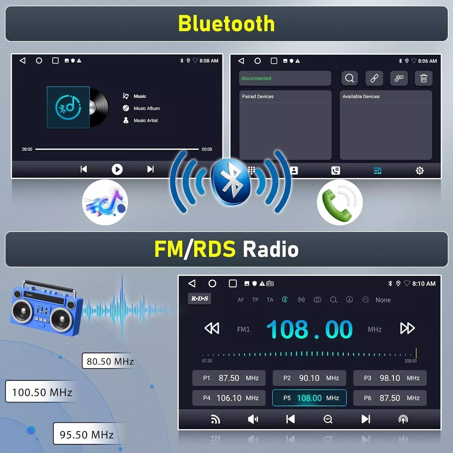 Apple Carplay For Ford Mustang 2010-2014 Android 12 Car Radio Stereo GPS Navi