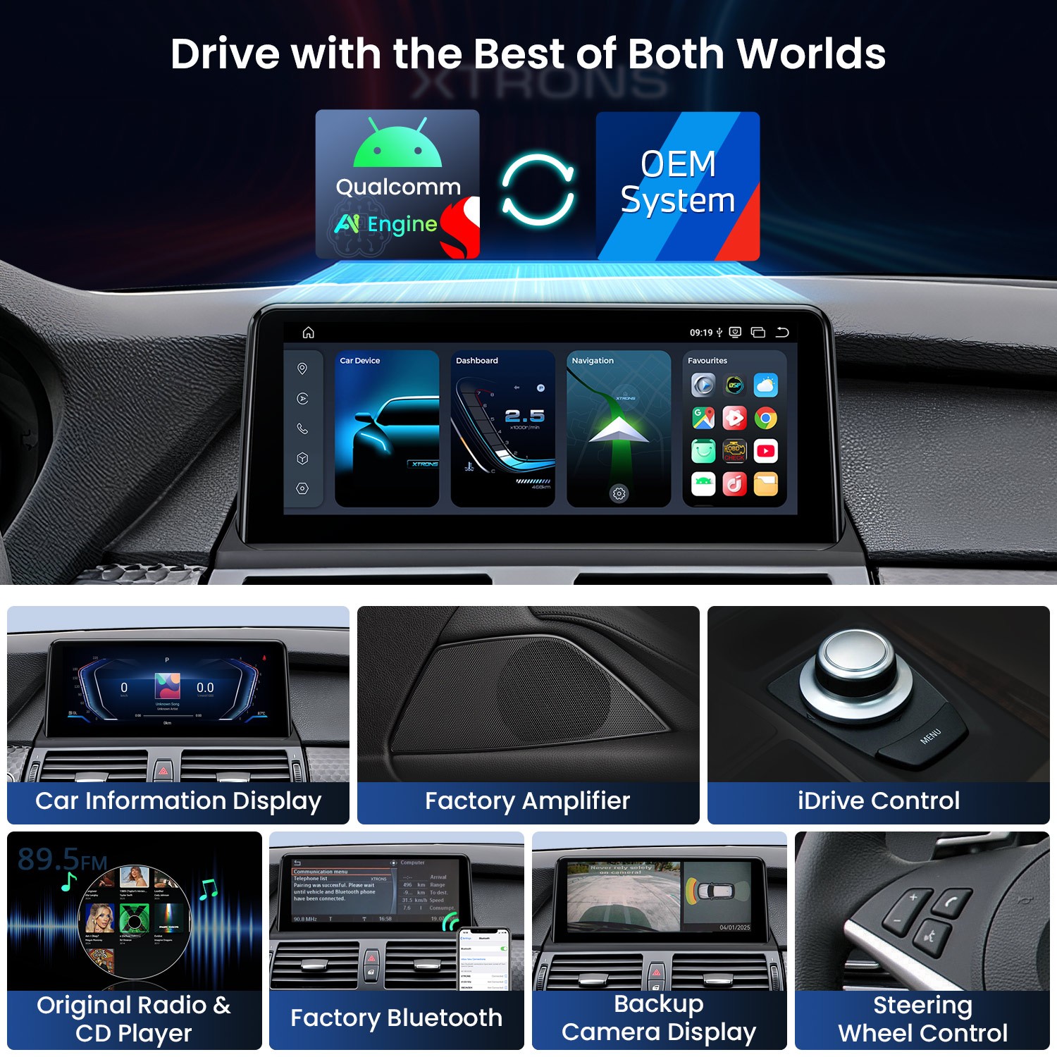 8-Core 8+256G 4G Android 14 Car Screen Retrofit Stereo For BMW X5 X6 E70 E71 CCC