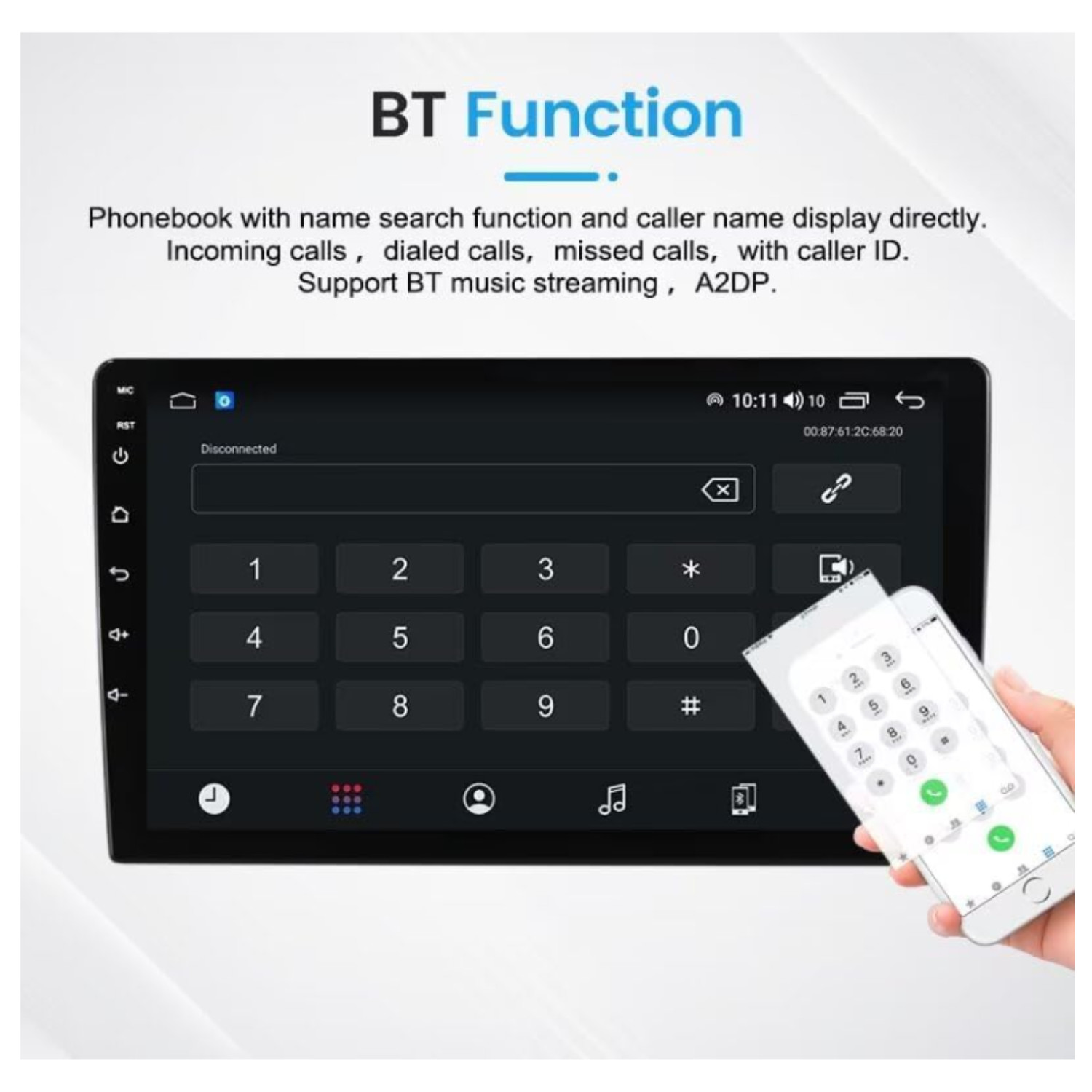 Android 7inches touch screen with Carplay, WiFi, Navigation, Bluetooth & Camera