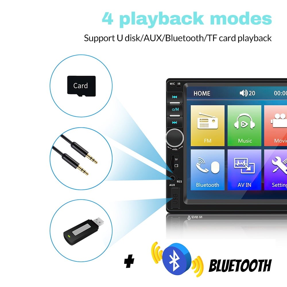 DFITO Double Din Car Stereo, 7 Inch HD Touch Screen, Bluetooth V2.0 MP5 Player,