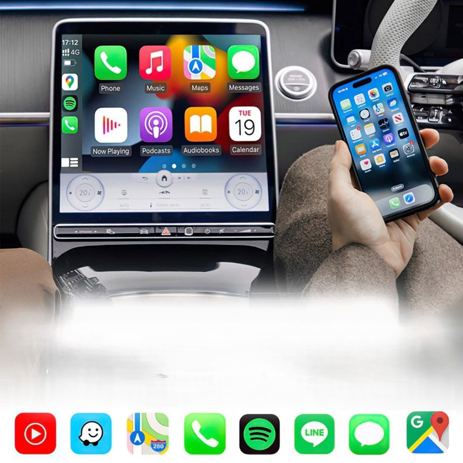Wireless for CarPlay Dongle for Android Auto USB Adapter Bluetooth 4.2 Connector