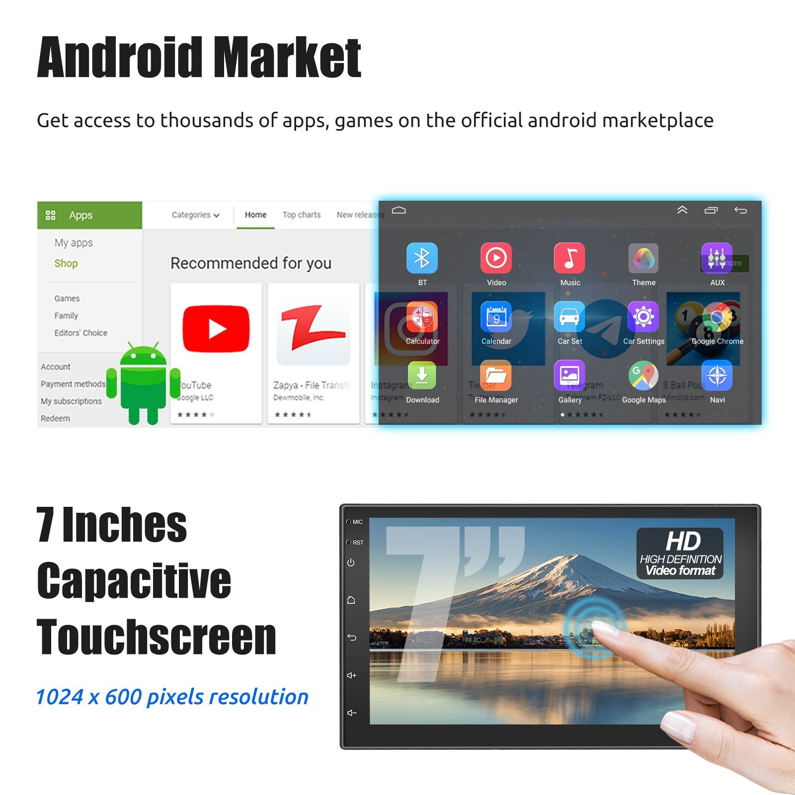 32GB 7″ Double 2DIN Car Stereo Radio GPS Navi CarPlay Touch Screen Android 15