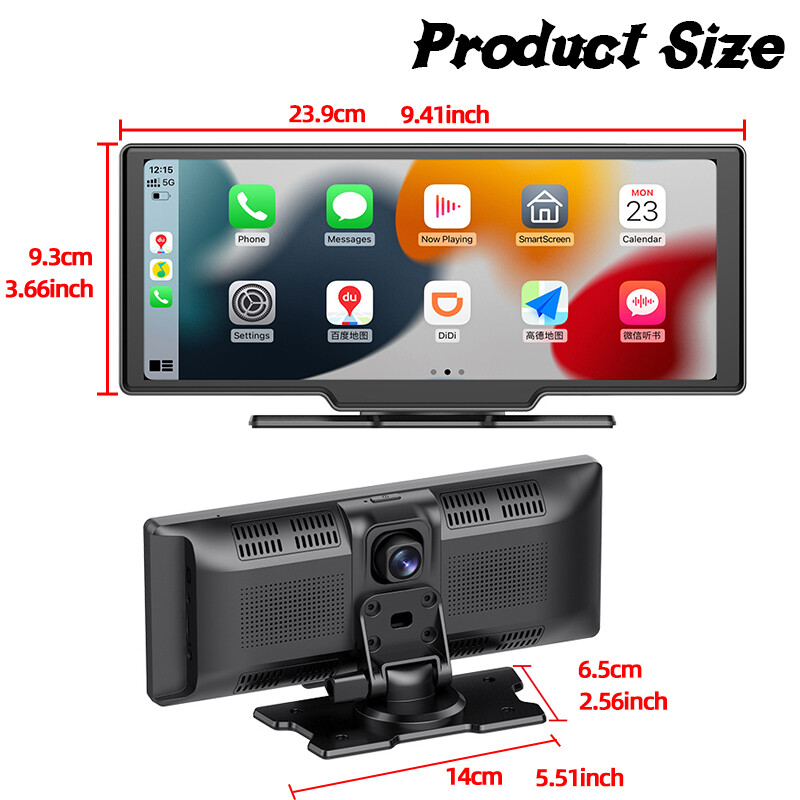 10 Inch Carplay Android Auto Bluetooth AUX Touch Screen Mirror Link Camera FM