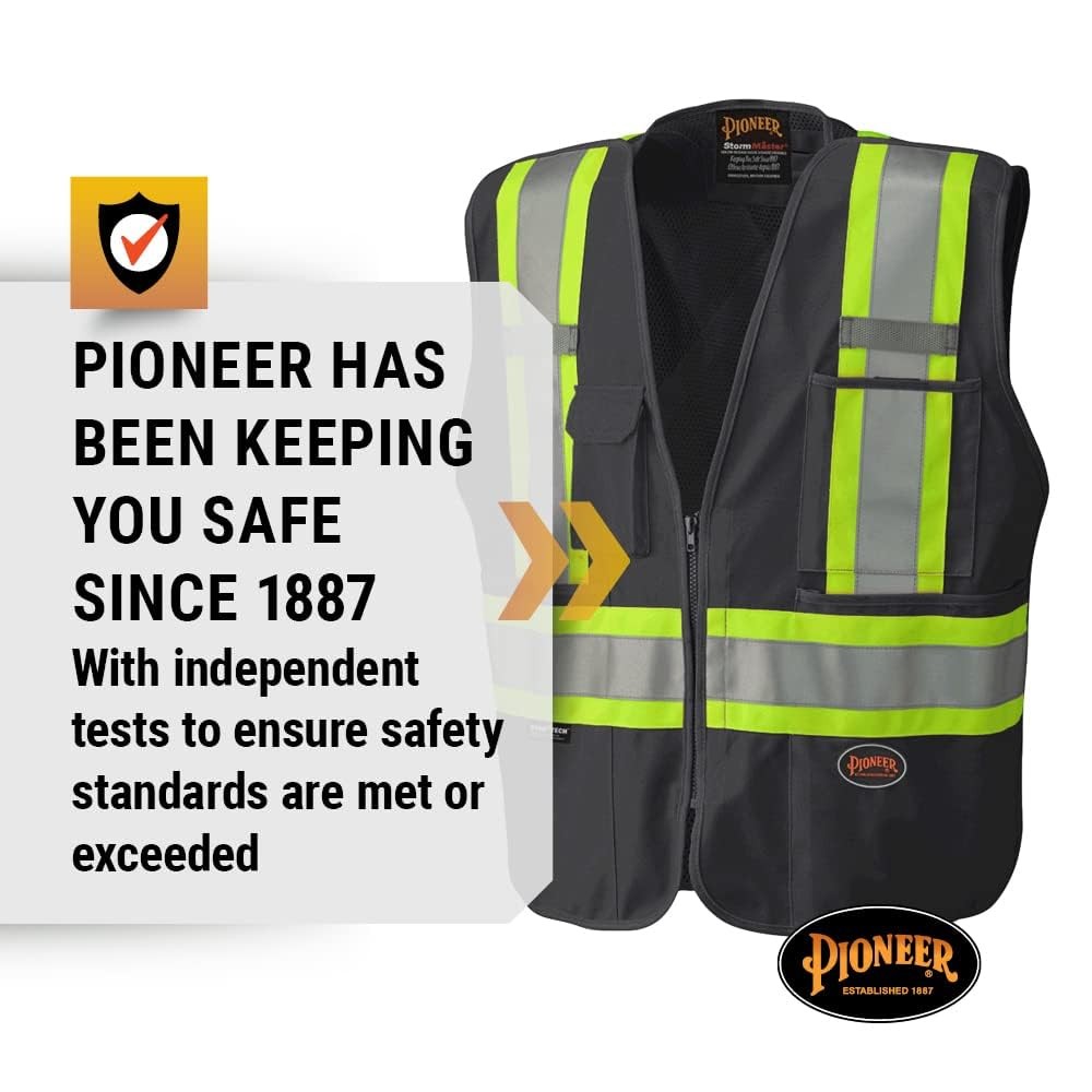 Hi Vis Tear-Away Mesh Back Safety Vest for Me – Reflective Tape, 4 Pockets – …