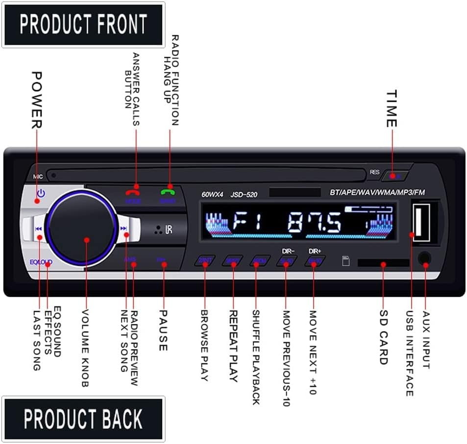 Bluetooth 12V Car Stereo with FM Radio & USB/SD/MMC for Modern Drivers