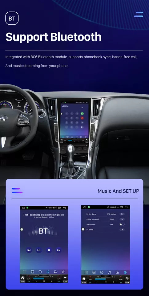 Tesla Style Car Radio GPS Navigation CarPlay For Infiniti Q50 Q60 2013-2023 32GB
