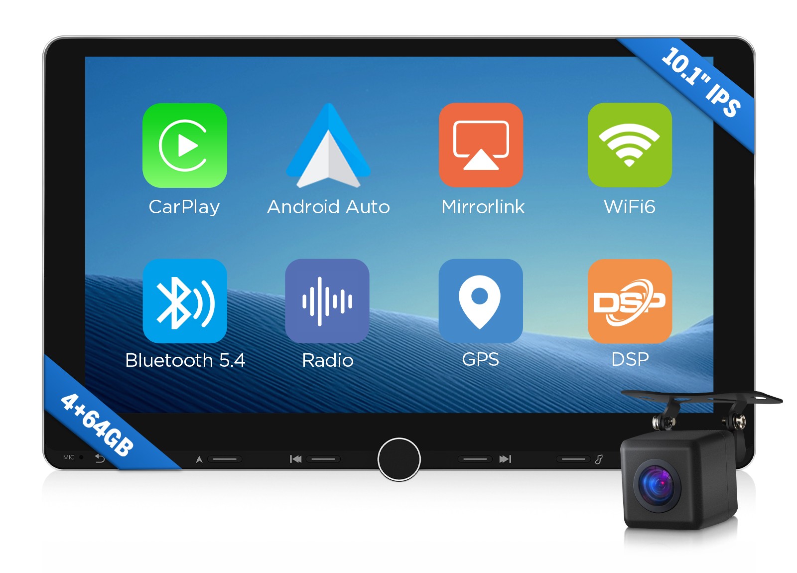 UX7A PLUS 10.1″ IPS 2DIN Car Radio Stereo Wireless CarPlay GPS Sat Nav Bluetooth