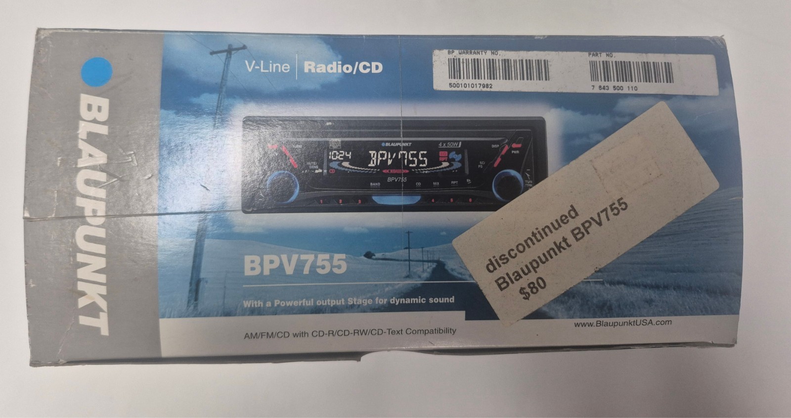 Brand New Vintage Blaupunkt BPV 755 V AM/FM with CD Player In Dash Stereo CD(NOS