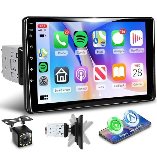Single Din Car Stereo with Wireless A-pple 9 Inch with Adjustable Screen