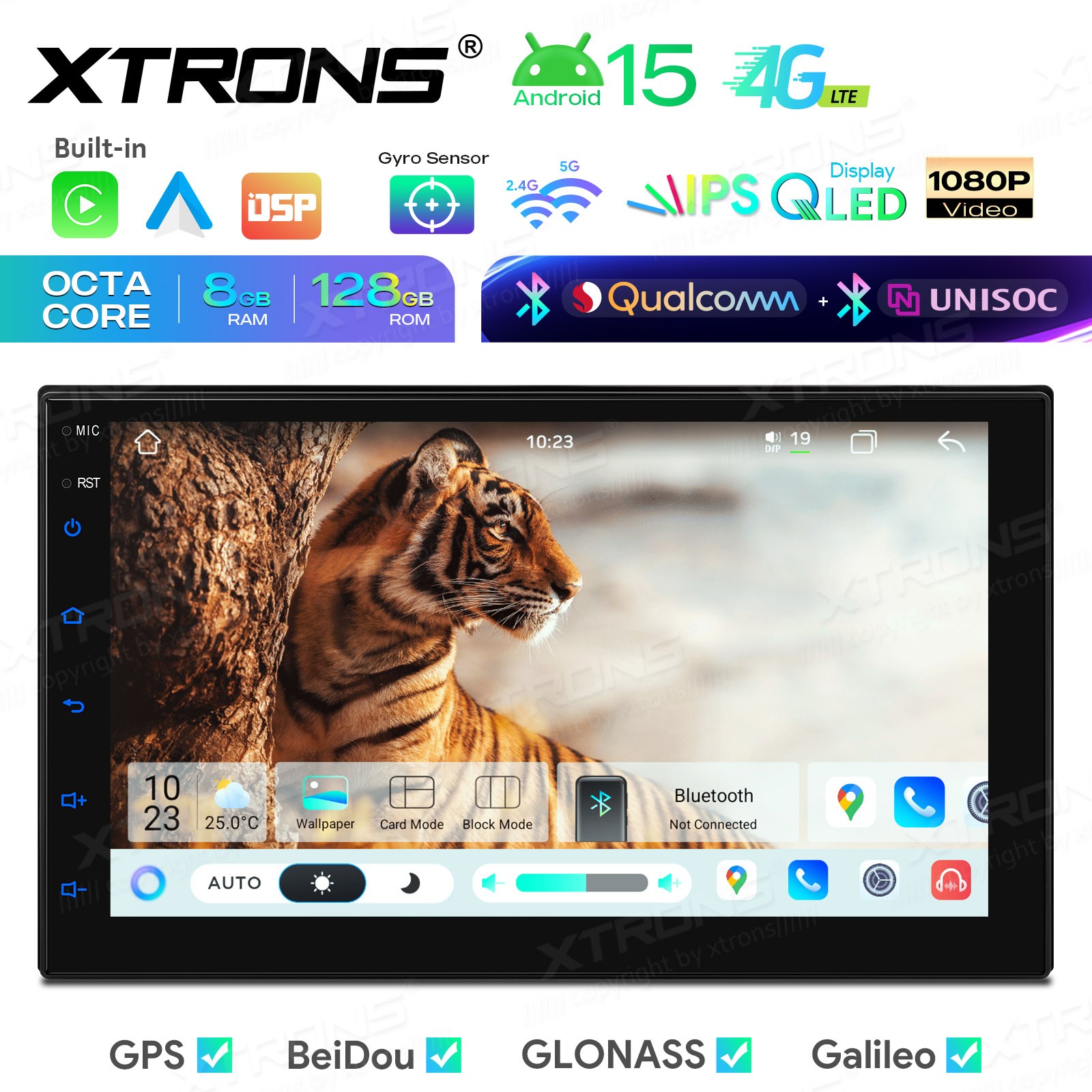 Wireless CarPlay Android Auto Car Radio 7 inch Double Din Stereo GPS Navigation