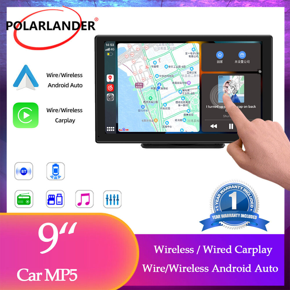 Portable Car Stereo 9″ Toouch screen Bluetooth GPS Wireless Carplay Android auto