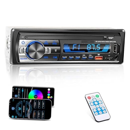 Single DIN Car Stereo Bluetooth, Car Radio Audio with Handsfree & App Control,