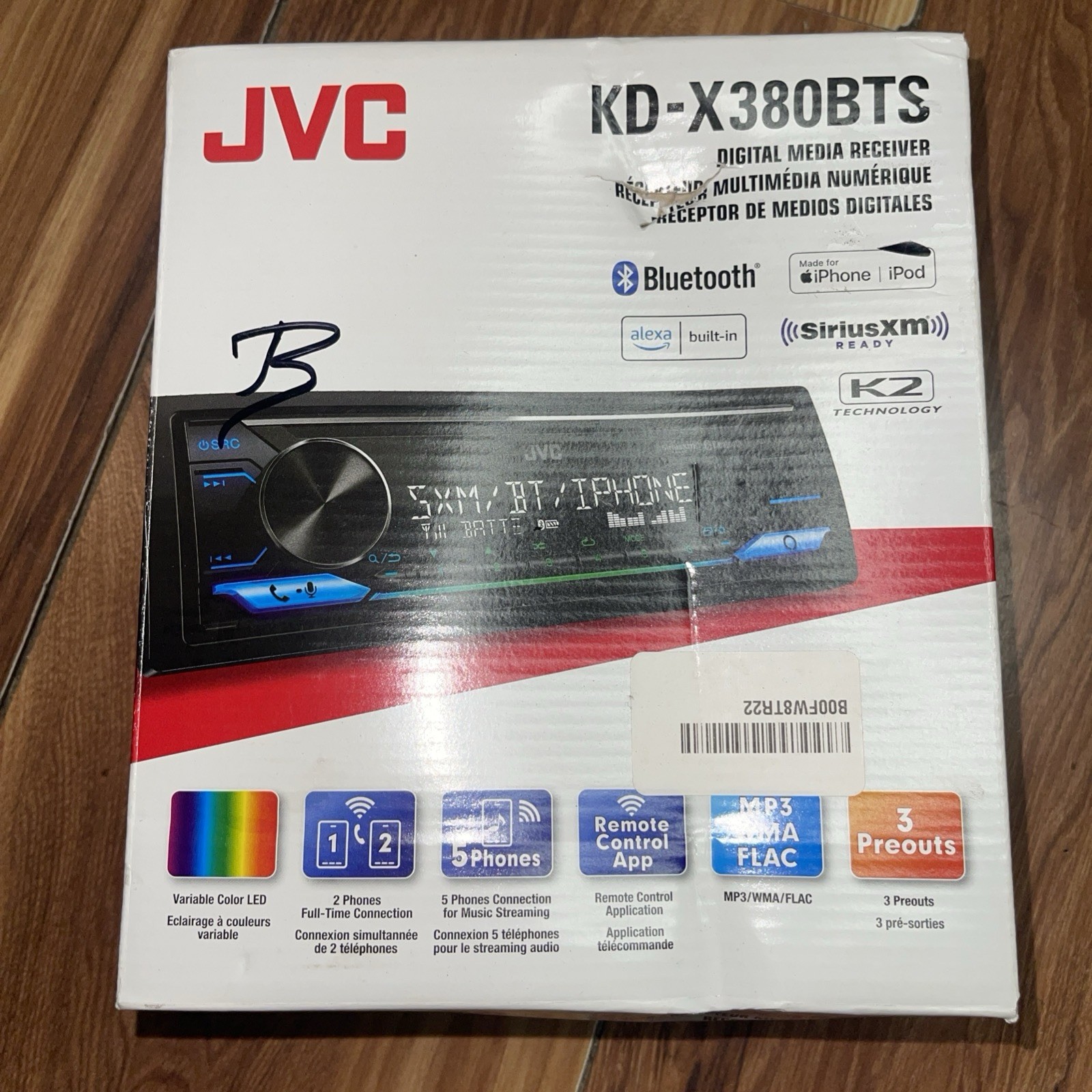 JVC KD-X380BTS Digital Media Receiver Single-DIN Built-in Amazon Alexa Bluetooth