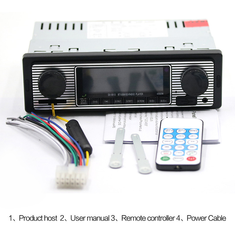Car 1Din MP3 Player Bluetooth Microphone Hands-free Calls FM Stereo Radio USB/SD