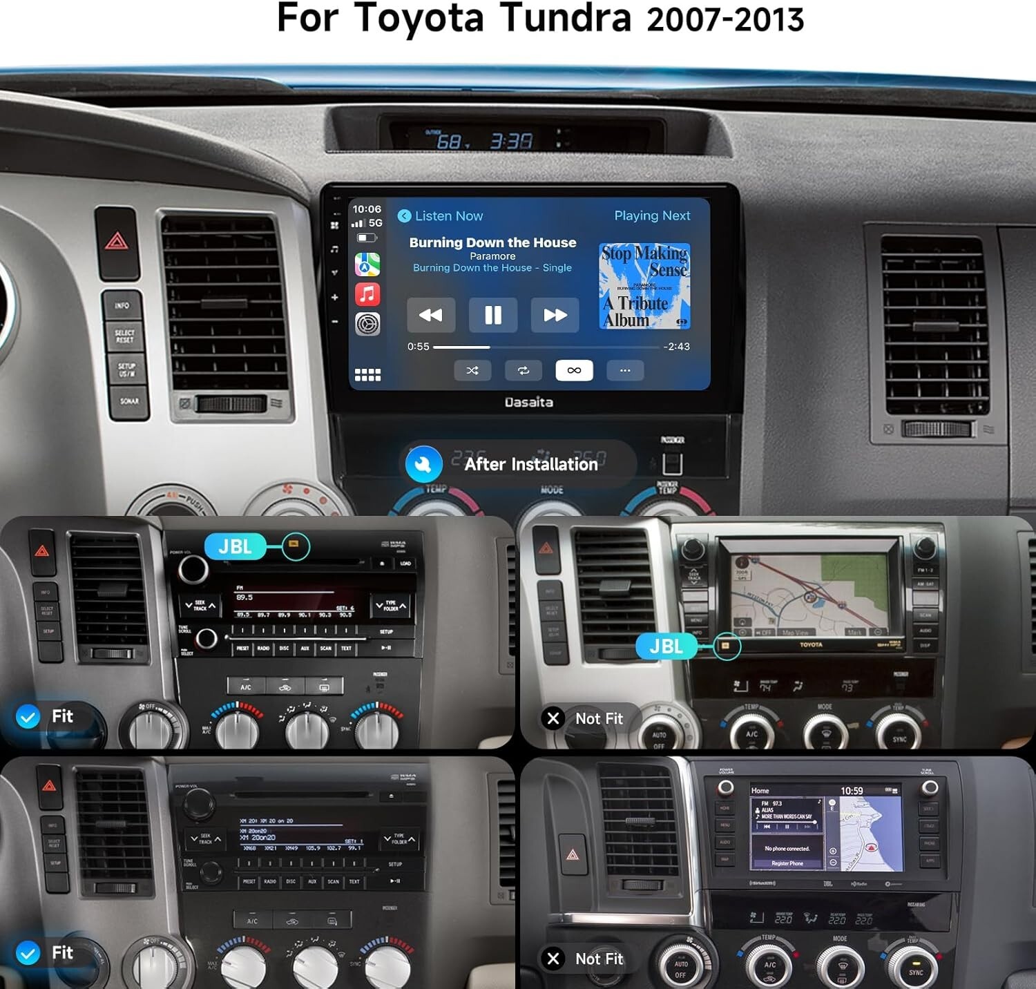 Dasaita 10.2″ Car Stereo for Toyota Tundra 2007-2013 Wireless Carplay WiFi 6+64G