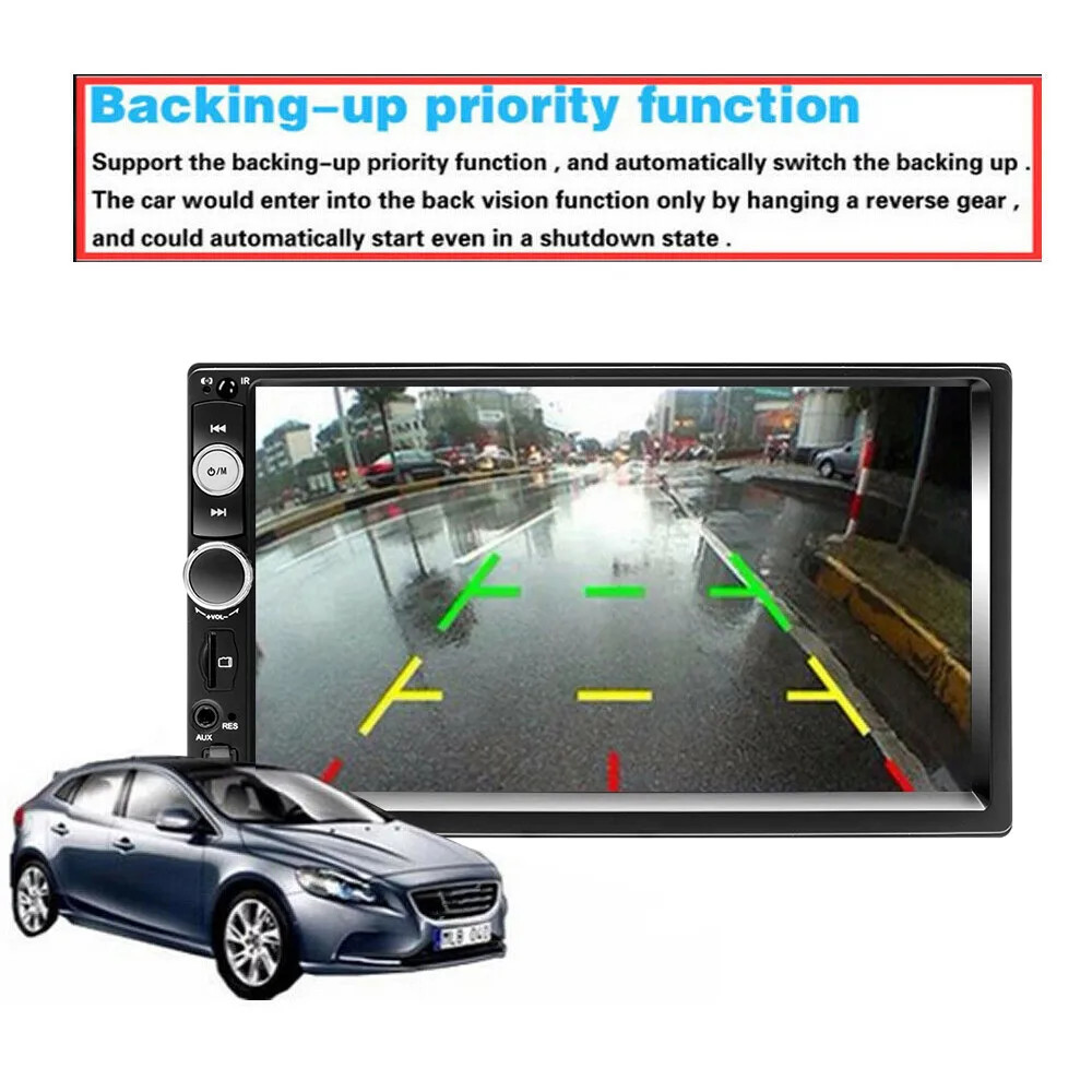 7″ Double 2 DIN Car Stereo Radio MP5 Touch Screen Bluetooth FM + Rear Camera–
