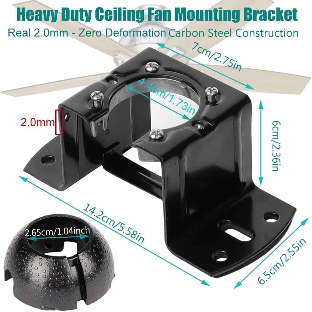 Universal Ceiling Fan Mounting Bracket Complete Kit with Hanger Ball – 2.0Mm Hea