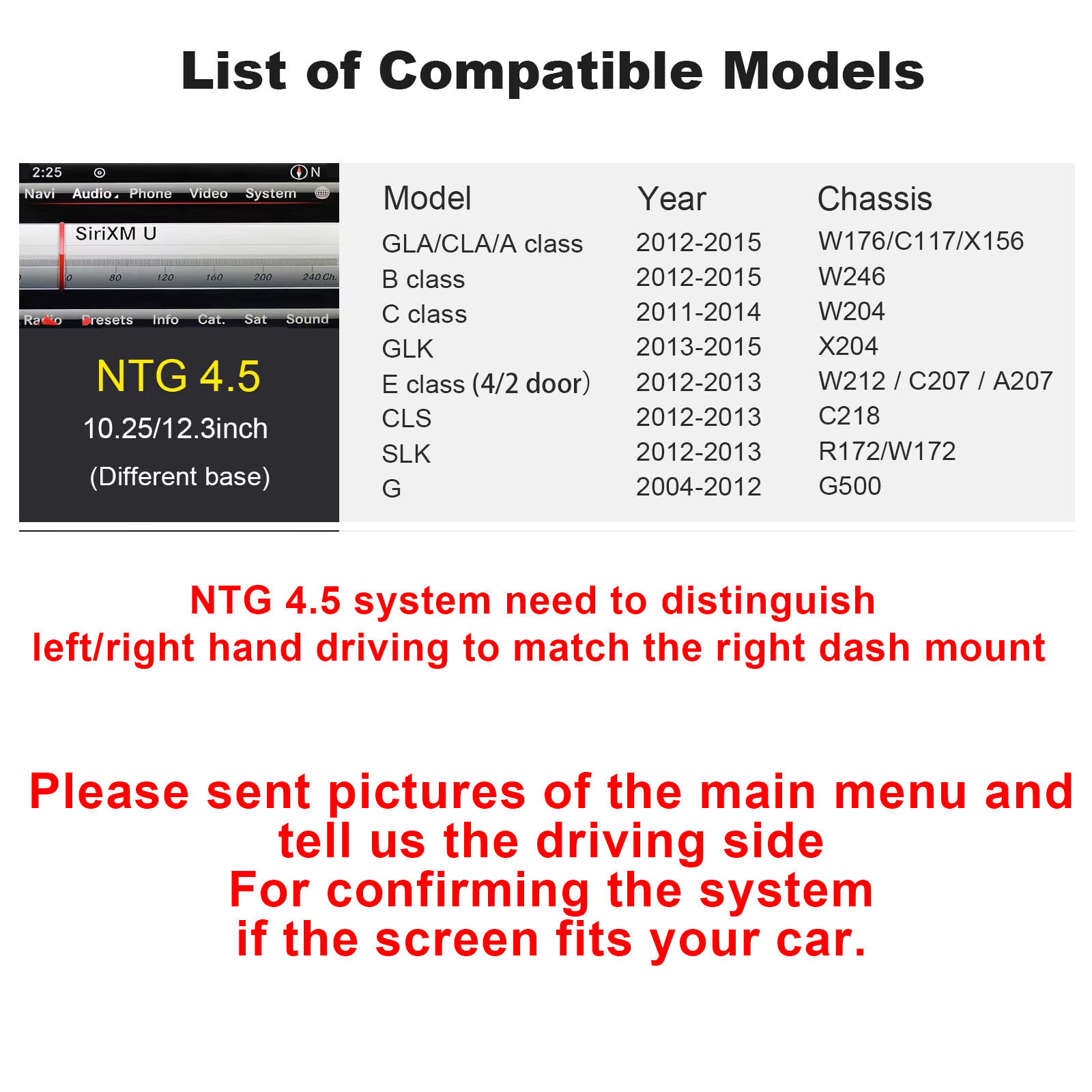 Wireless Carplay/Android Auto 12.3 inch Touch screen for Mercedes Benz NTG4.5