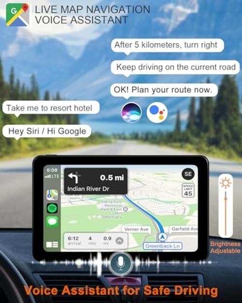 Wireless CarPlay Android Auto Car Screen HD Bluetooth AirPlay Touch 7 Inch