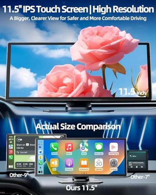 11.5″ Wireless Apple CarPlay Screen for Car, Portable Car Play & Android Auto