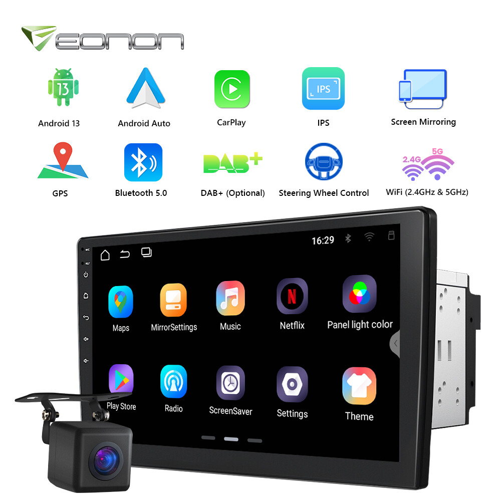 Android 13 10.1″ 1080P Double 2 DIN GPS Car Radio Stereo Apple CarPlay Head Unit