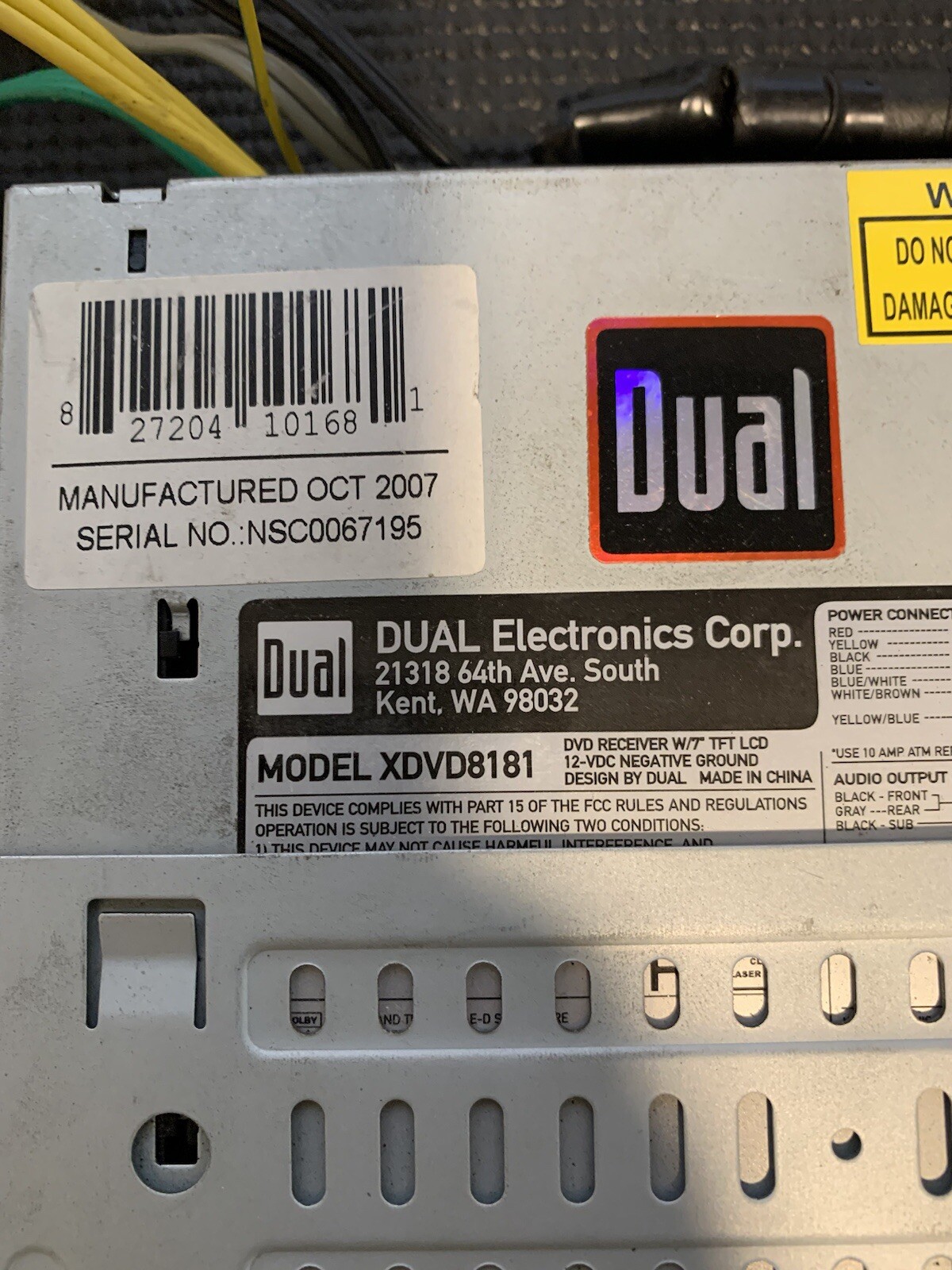 Duel Car Stereo Receiver Model XDVD 8181