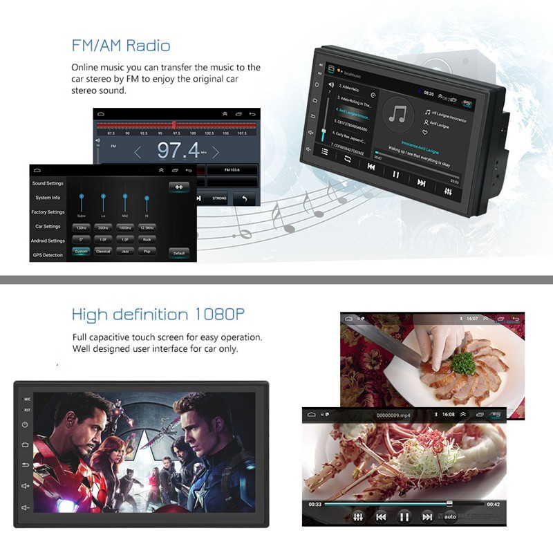 7″ Double 2 Din Car MP5 Player Bluetooth Touch Screen Stereo Radio Audio Mrrior;