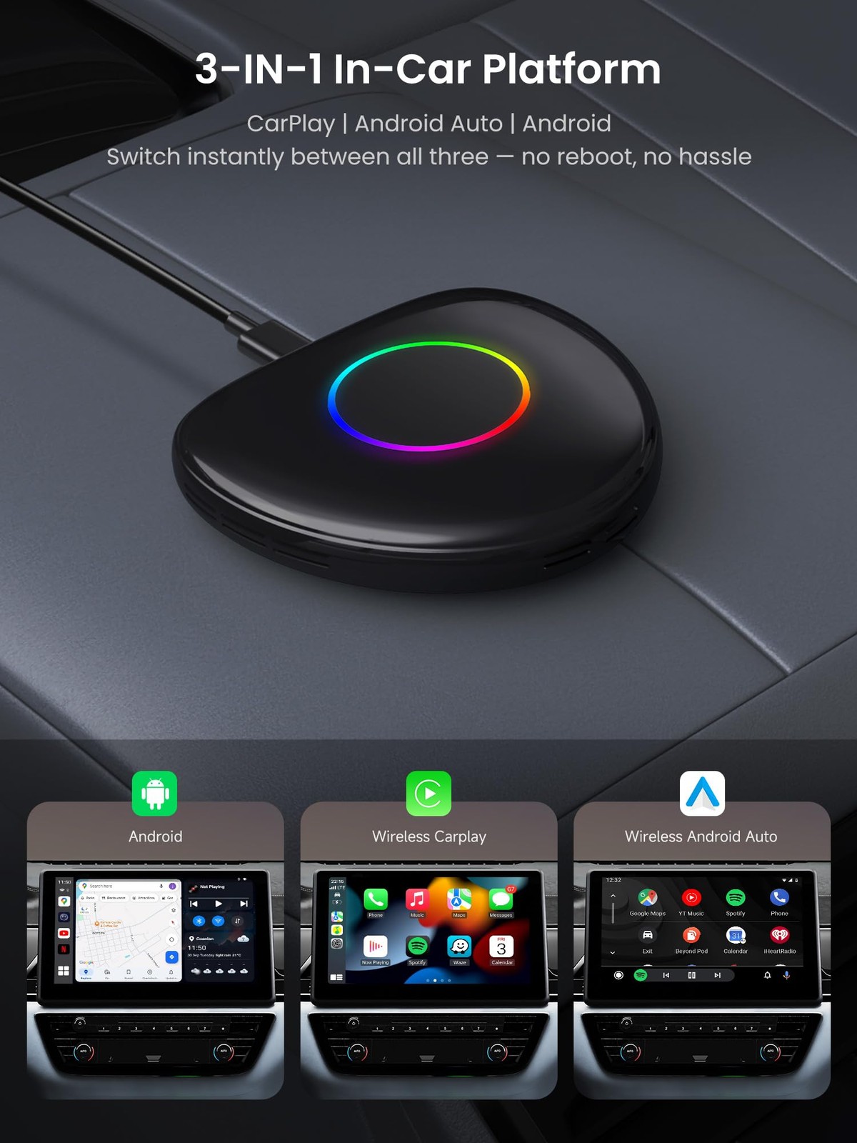 Wireless Carplay Adapter ATOTOOUT Magic AI Box – CarPlay & Android Auto Adapt…