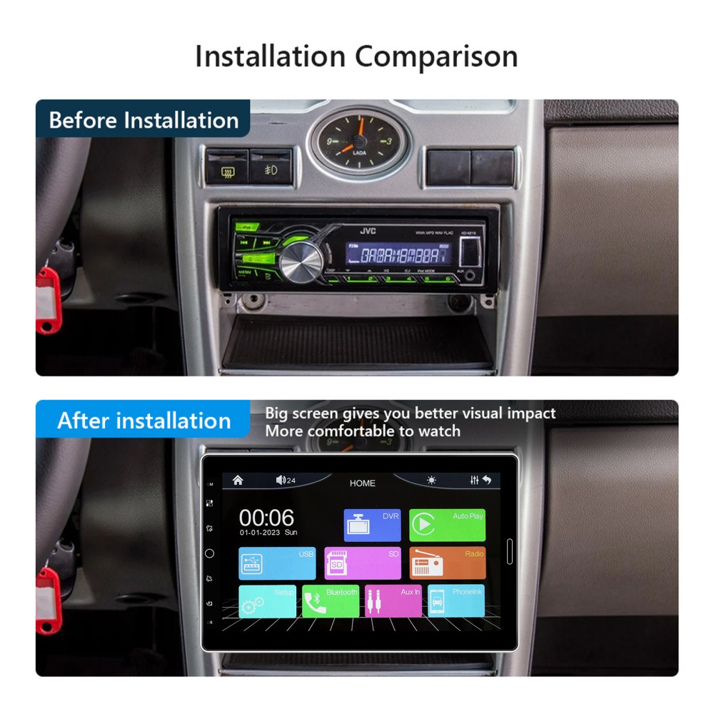 10.1″ Carplay Car Stereo Radio Single 1Din Rotatable Touch Screen Bluetooth MP5
