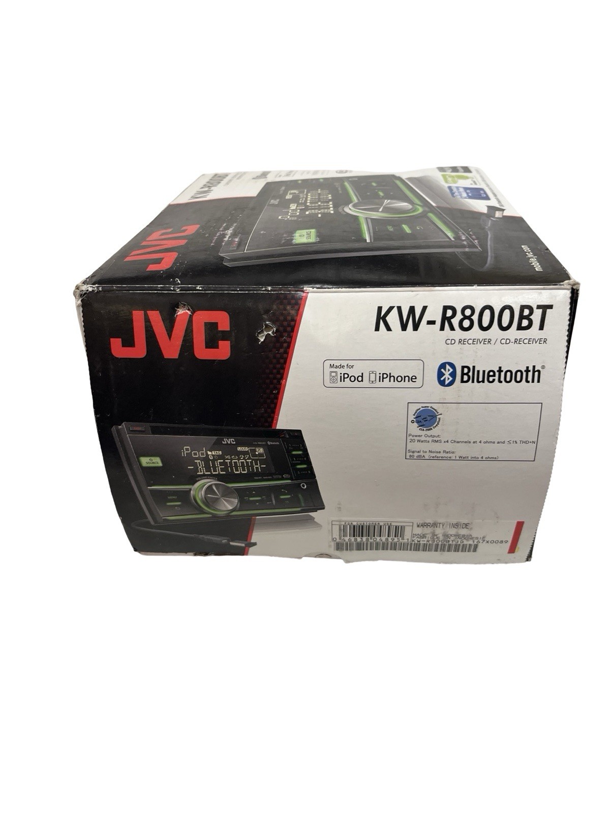 JVC KW-R800BT Double DIN CD Receiver Bluetooth USB Car Stereo New Open Box
