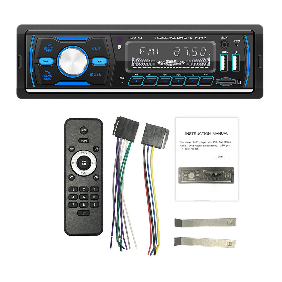 M4 Bluetooth Autoradio 1 Din Car Radio Stereo MP3 Player USB AUX FM AM RDS