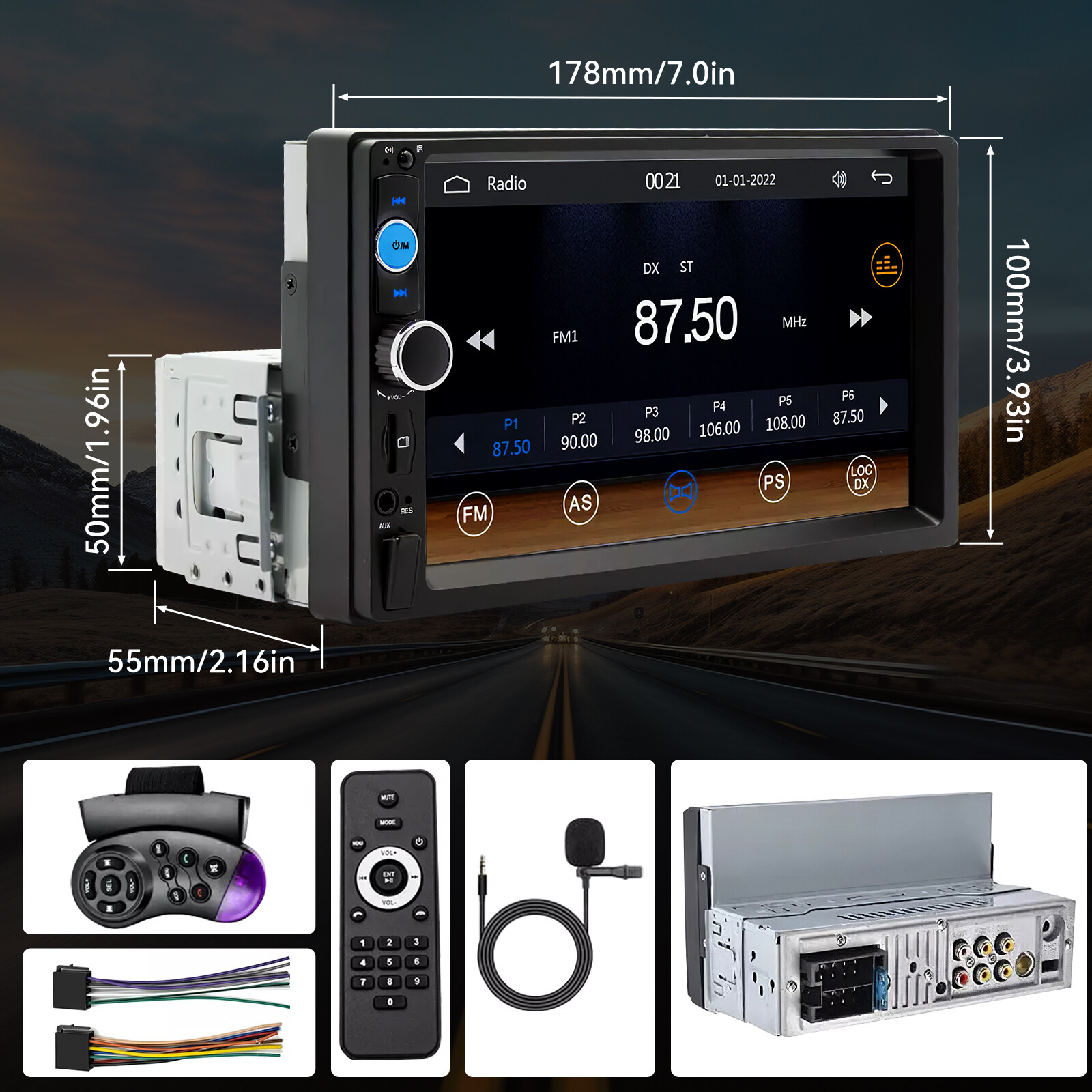 Single 7″1Din Touch Screen Stereo Bluetooth Car Radio Apple Android Carplay GPS