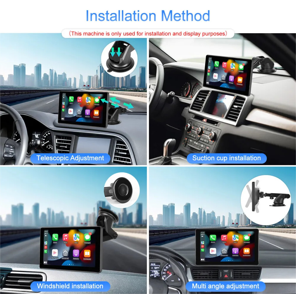 7″ Portable Touch Screen Wireless CarPlay Android Auto Car FM Radio AUX +Camera