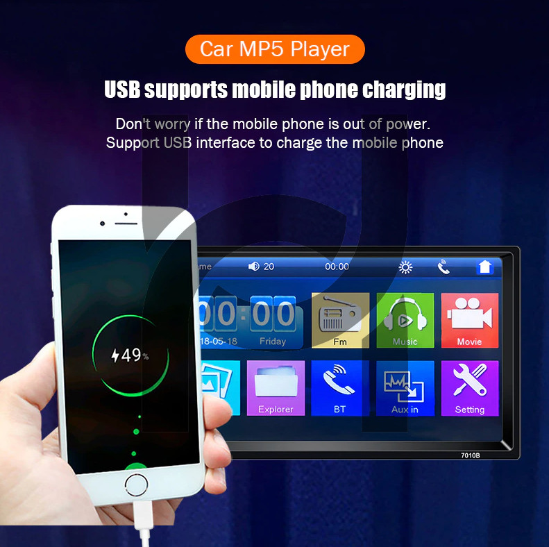 Double 2 DIN Car MP5 Player 7″ Bluetooth Touch Screen Stereo Radio With Camera
