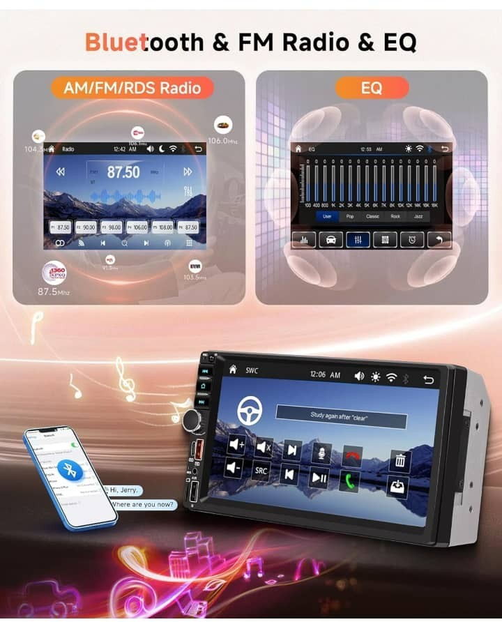 Double Din Car Stereo, 7 Inch Touch Screen Wireless Carplay & Android Au
