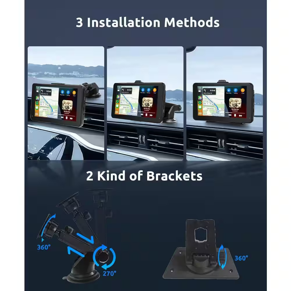 7 Wireless Carplay Screen with IP69K AHD Backup Camera for Car, Trucks, Android