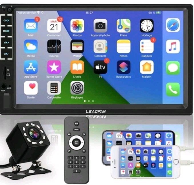Leadfan7″ Car Stereo Double Din Touch Screen Car Radio Audio Receiver Open Box