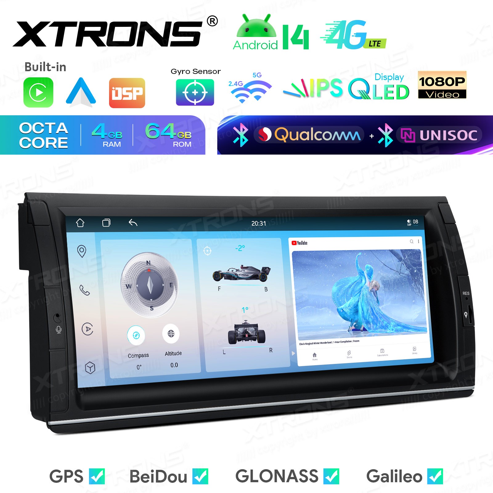 For BMW X5 E53 10.25″ QLED Touch Screen Android 14 Car Stereo GPS Dual Bluetooth