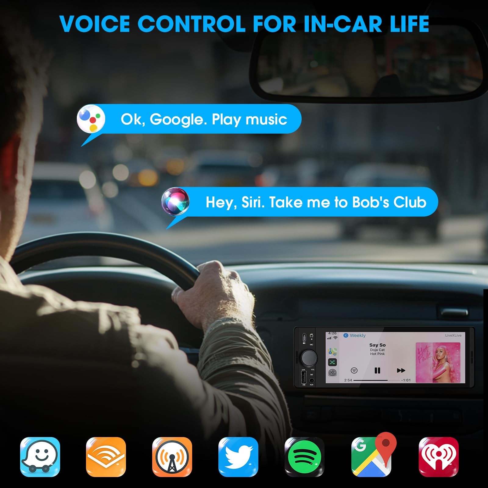 SOUNDKITS Single Din Car Radio with CarPlay: Bluetooth 6.5 Inch, Black