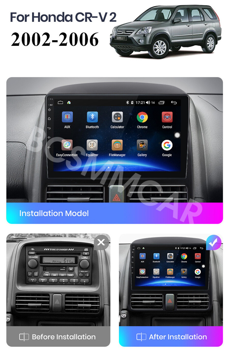 Fit For Honda CR-V 2002-2006 Stereo Radio GPS 9in Touch Screen Head Unit W/Cam