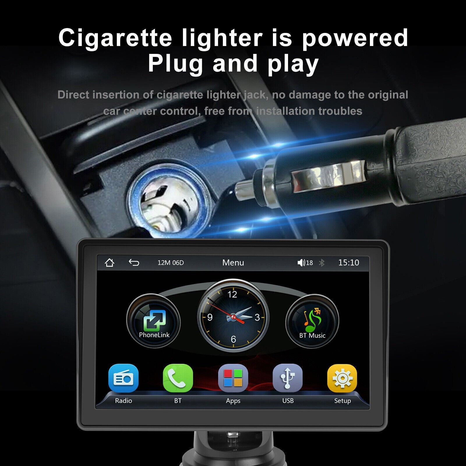 7″ Portable Car Monitor Wireless Carplay Android Auto Bluetooth MP5 Player