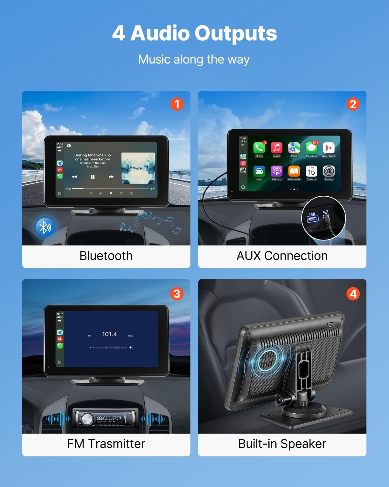 VEVOR 7″ Car Stereo Radio CarPlay Touchscreen GPS WIFI Bluetooth+Rear Camera