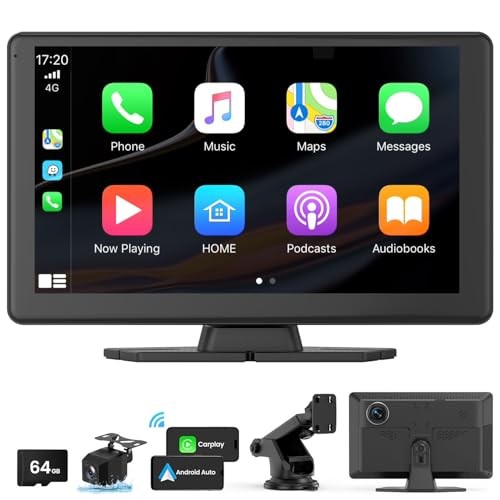 MOECKEARLA WIRELESS CARPLAY 5K DASH CAM 9″ PORTABLE APPLE CARPLAY – BLACK
