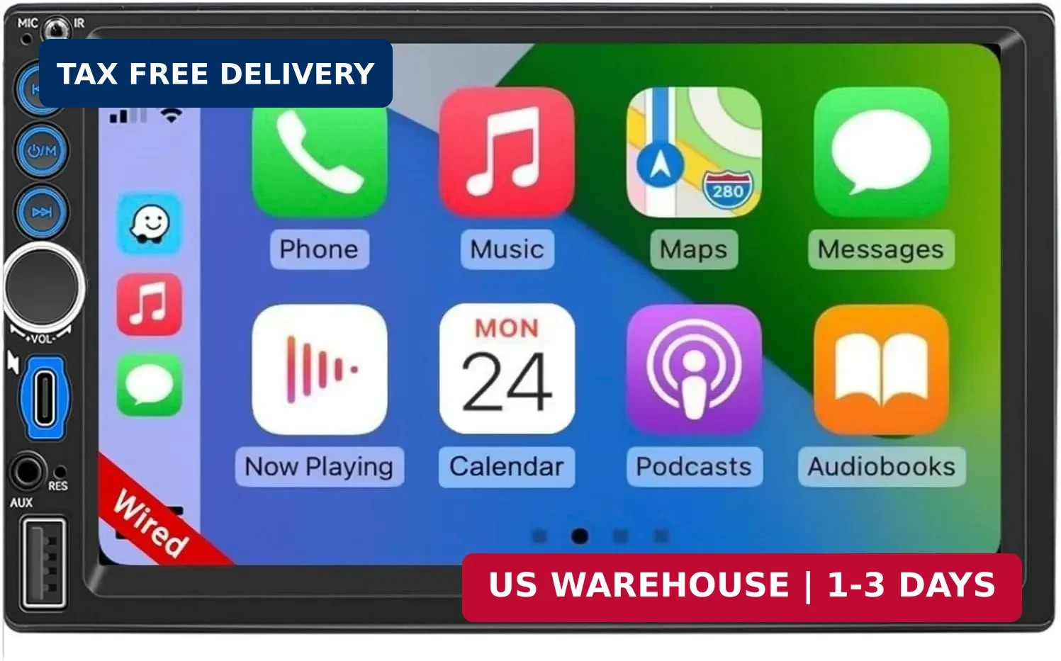 Double Din Car Stereo A-pple Carplay Radio Screen for Car Audio Receivers, Bluet