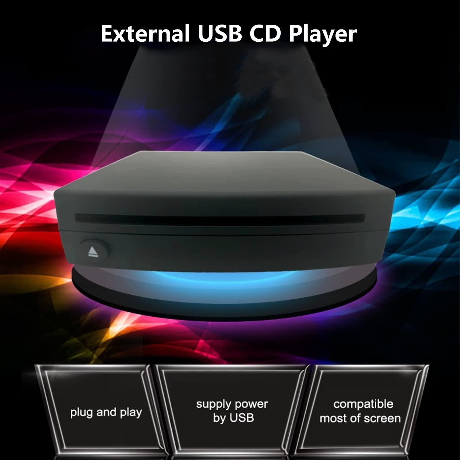 External USB Car Universal CD Player, Vehicle CD Player For Car Via USB Radio
