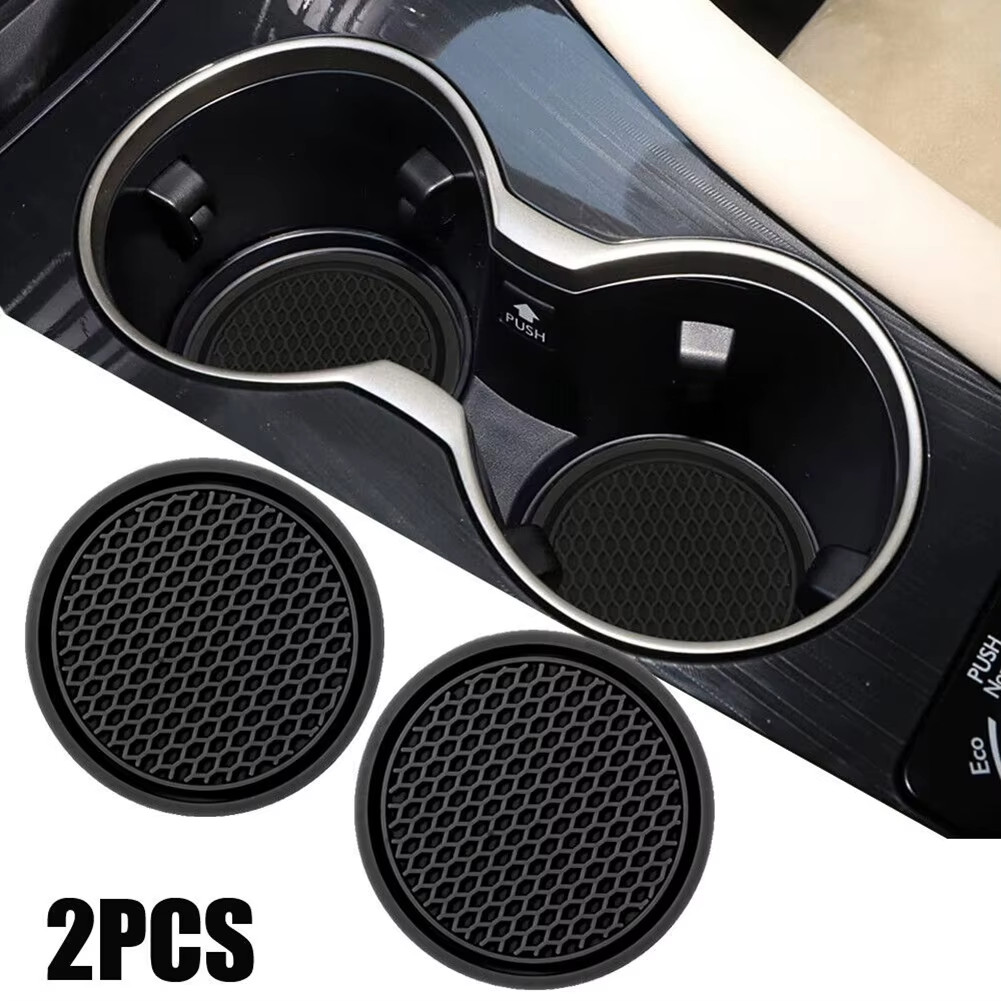 2Pcs Black Car Auto Cup Holder anti Slip Insert Coasters Pads Interior Accessori